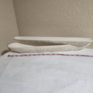 Harry And David Ceramic Olive Or Cracker Boats Charcuterie White With Grapes